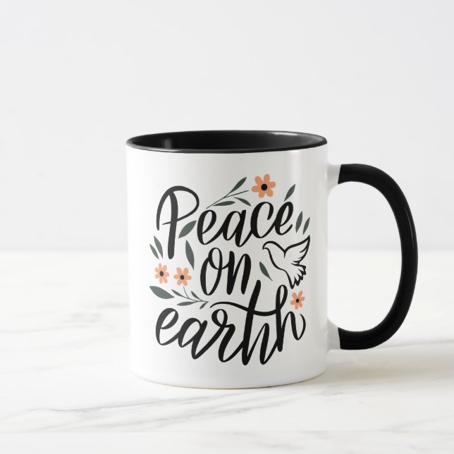 Peace on Earth Floral Design Mug (Right)