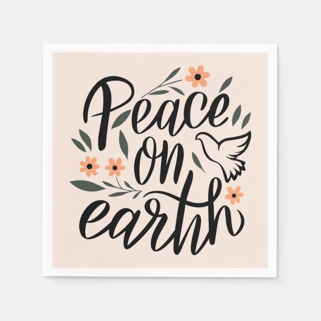 Peace on Earth Floral Design Napkins (Front)