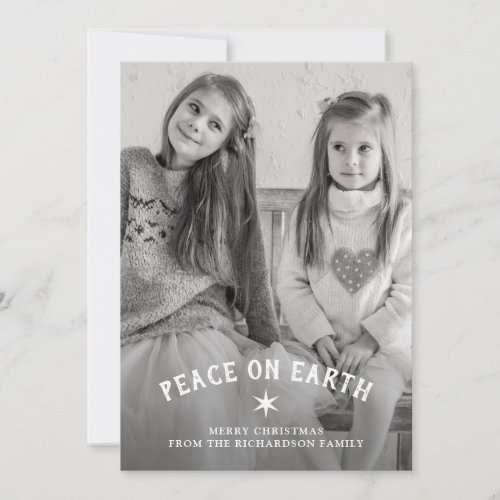 Peace on Earth for Christmas  Star and Photo Holiday Card
