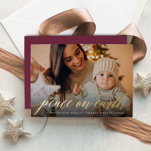 Peace on Earth Full Photo Foil Holiday Card