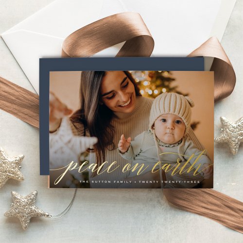 Peace on Earth Full Photo Foil Holiday Card