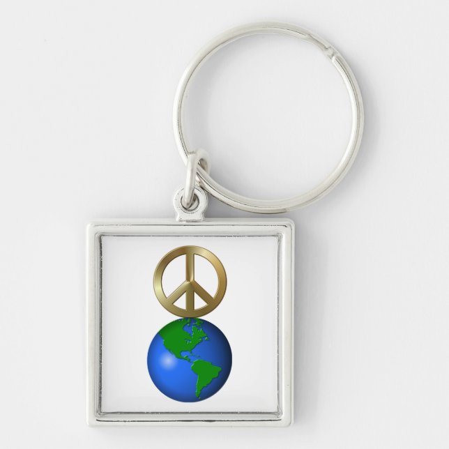 Peace on Earth Fun Rebus Style Word Puzzle Keychain (Front)