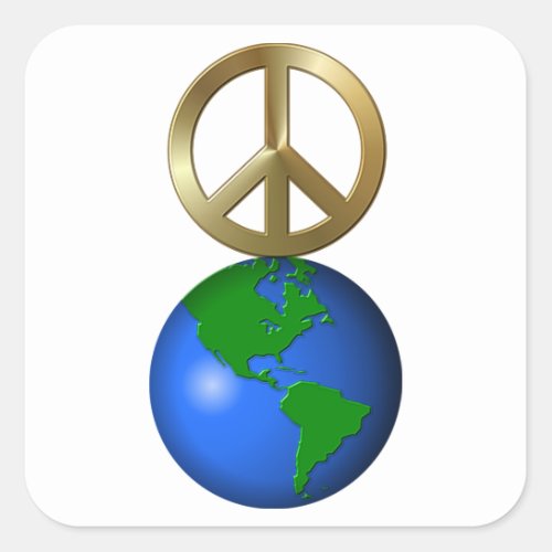 Peace on Earth Fun Rebus Style Word Puzzle Square Sticker