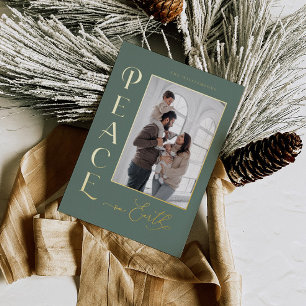 Peace on Earth Gold Foil Holiday Christmas Card