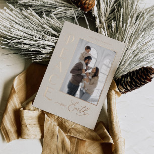 Peace on Earth Gold Foil Holiday Christmas Card