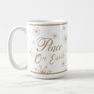 Peace on Earth Gold Stars Christmas Coffee Mug