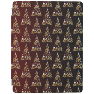 Peace on Earth golden Christmas tree pattern iPad Smart Cover
