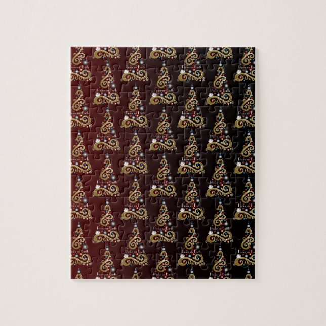 Peace on Earth golden Christmas tree pattern Jigsaw Puzzle (Vertical)