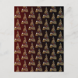 Peace on Earth golden Christmas tree pattern Postcard