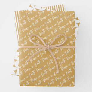 Peace on Earth Golden Christmas Wrapping Paper Sheets