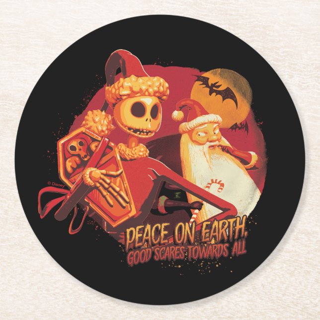 Peace On Earth Good Scares Towards All Round Paper Coaster (Front)