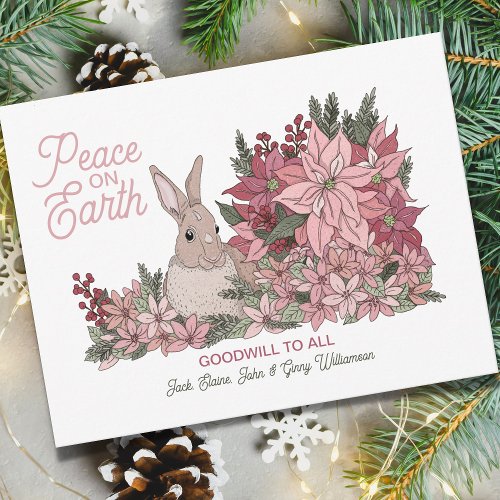 Peace on Earth Goodwill to All Flowers Christmas  Holiday Card