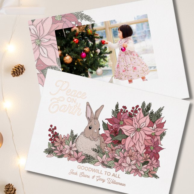 Peace on Earth Goodwill to All Photo Christmas Foil Holiday Card (Creator Uploaded)