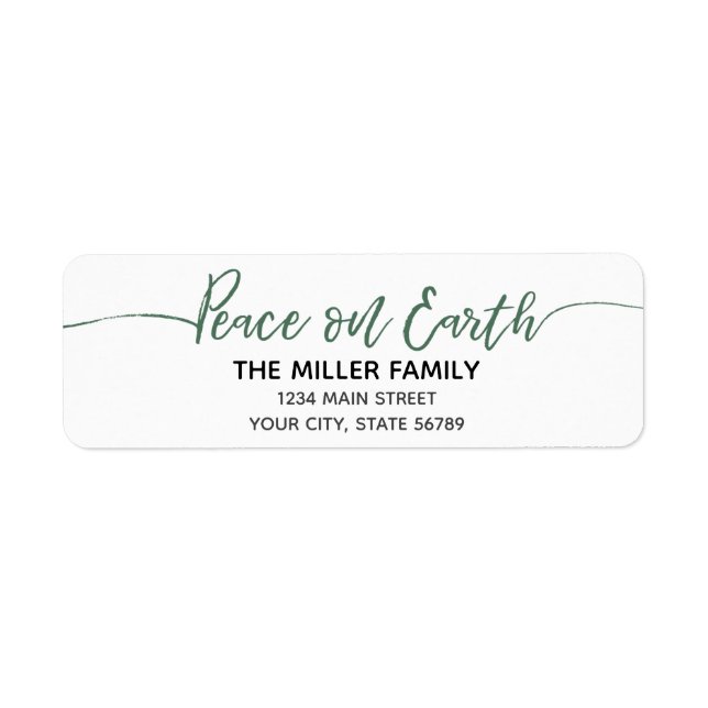 Peace on Earth Green Script Label (Front)