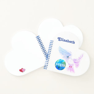 Peace on Earth Heart Shaped Notebook Customizable