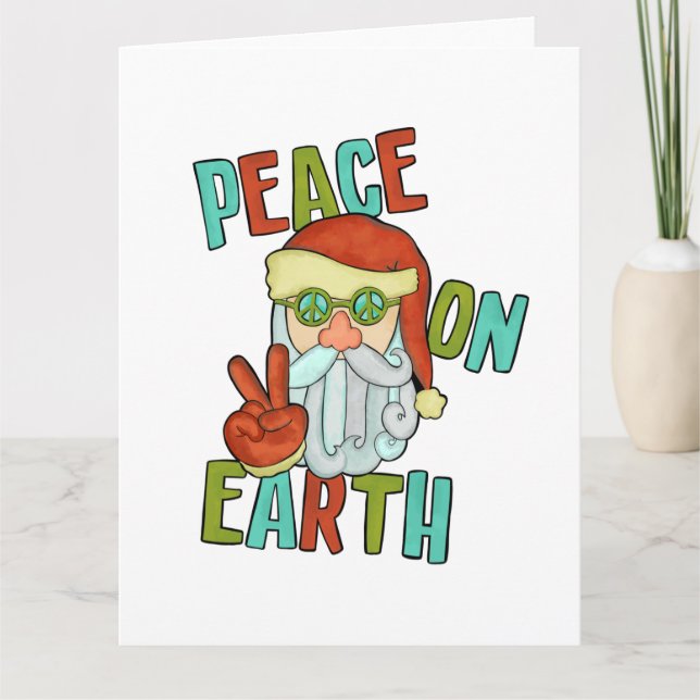 Peace on Earth Hippie Santa Card (Front)