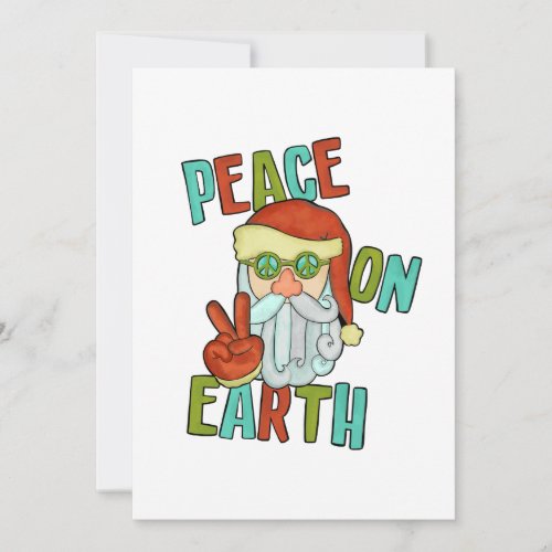 Peace on Earth Hippie Santa Holiday Card
