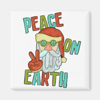 Peace on Earth Hippie Santa Magnet