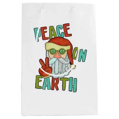 Peace on Earth Hippie Santa Medium Gift Bag