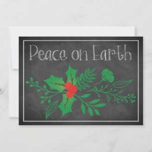 Peace on Earth Holiday Card   Faux Chalkboard