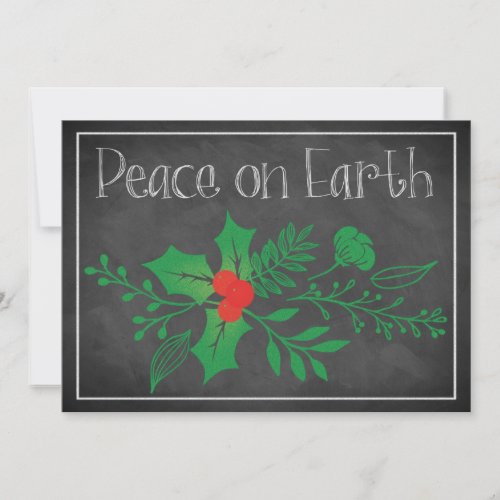 Peace on Earth Holiday Card  Faux Chalkboard
