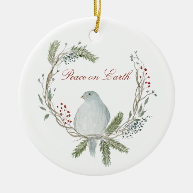 Peace on Earth Holiday Ceramic Ornament (Front)