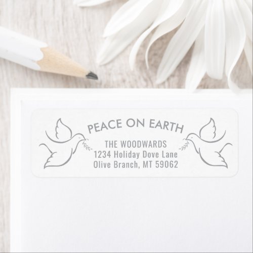 Peace on Earth Holiday Dove White Return Address Label
