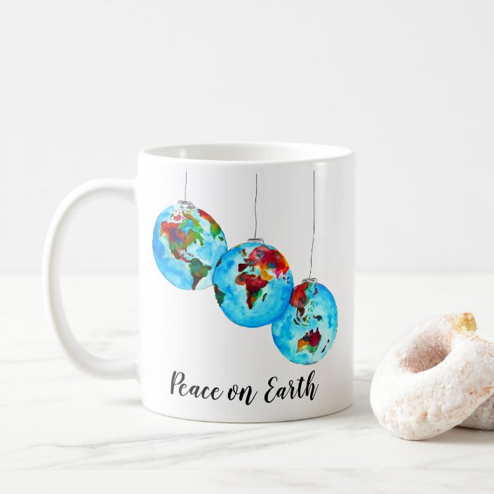 Peace On Earth Holiday Gift Christmas Watercolor Coffee Mug Zazzle Com