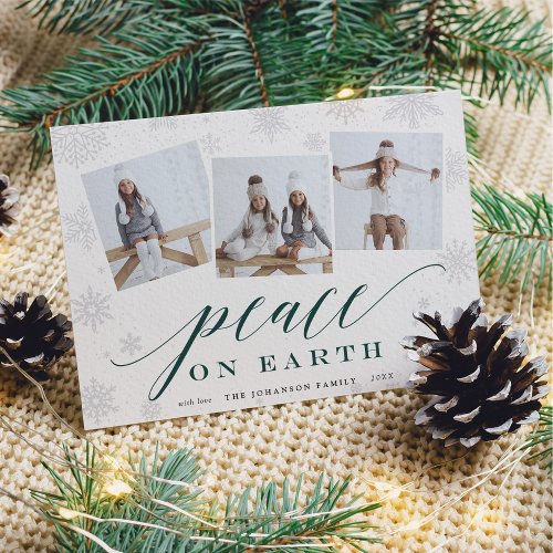 Peace on Earth  Holiday Photo Collage Card