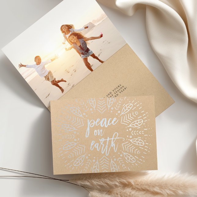 Peace on Earth | Holiday Photo Silver Foil Card (Creator Uploaded)