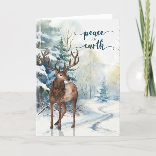 Peace on Earth Holiday Reindeer Woodland Christmas