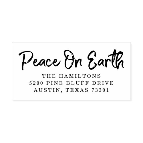 Peace On Earth Holiday Return Address Rubber Stamp