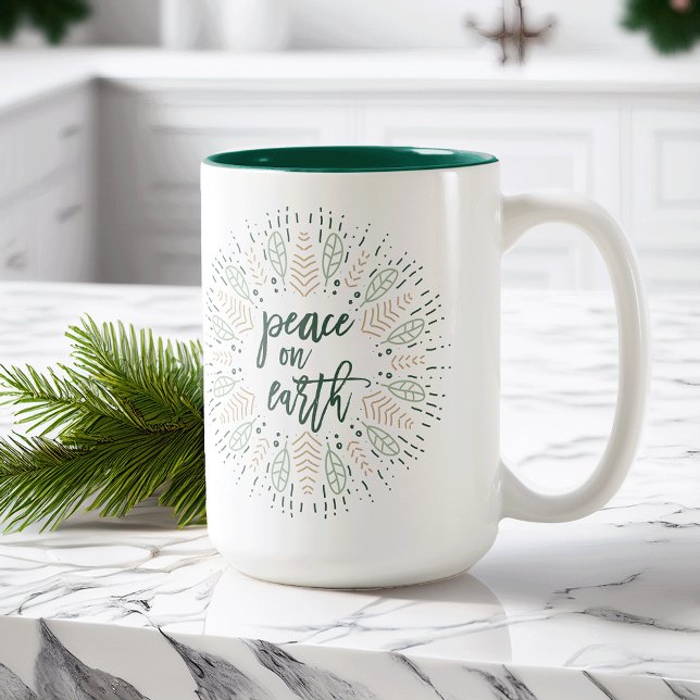 Peace on Earth Holiday Two-Tone Coffee Mug (Creator Uploaded)