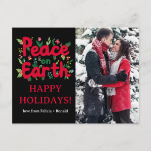 PEACE ON EARTH Holiday Xmas Christmas CUSTOM PHOTO Postcard