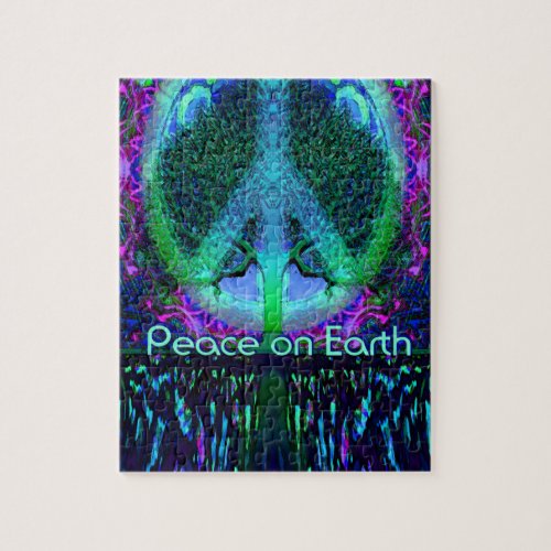 Peace on Earth in Blue and Purple Jigsaw Puzzle