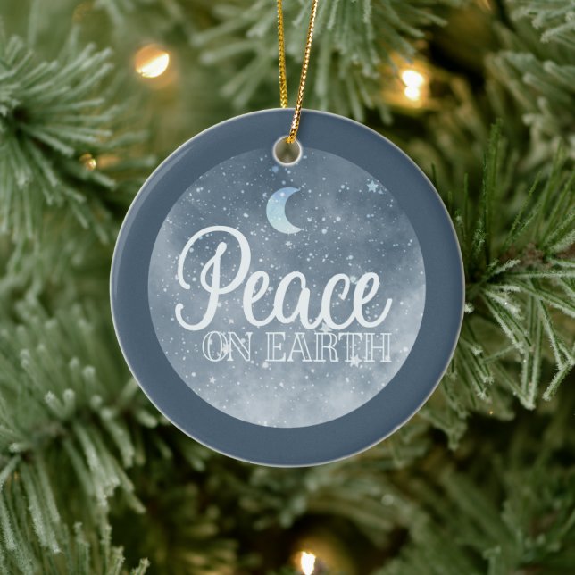 Peace on Earth Inspirational Christmas Photo Ceramic Ornament (Tree)
