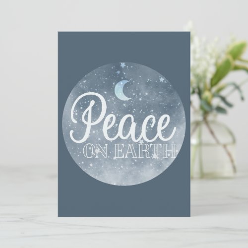 Peace on Earth Inspirational Moon  Night Sky Holiday Card