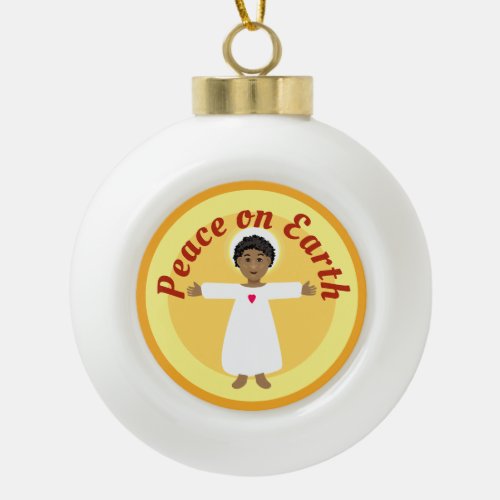 Peace on Earth Jesus  Ceramic Ball Christmas Ornament