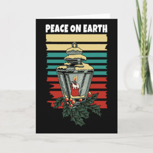 Peace On Earth Lantern Retro Vintage Sunset Happy Card