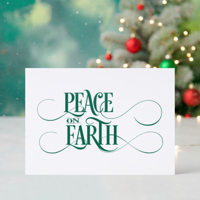 Peace On Earth Letterpress Photo Cards (Front (Into))