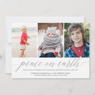Peace On Earth Luke 2:14 Verse Holiday 3-Photo Card