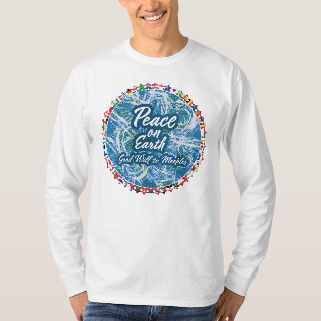 Peace on Earth Meeples Mens Shirt (Front)