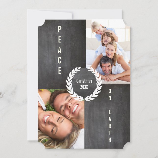 Peace on Earth Merry and Bright Family Photo Card (Front)