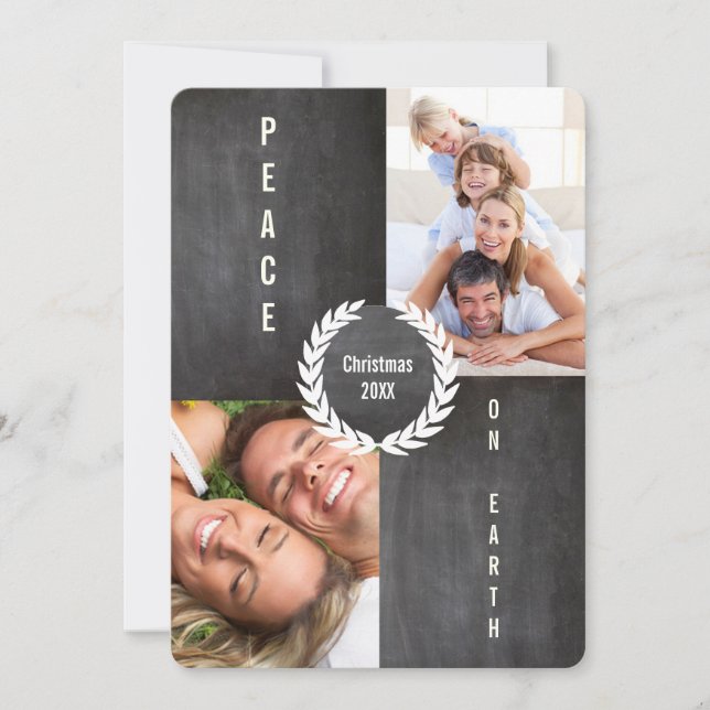 Peace on Earth Merry and Bright Family Photo Card (Front)