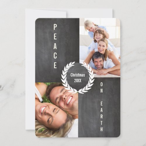 Peace on Earth Merry and Bright Family Photo Card