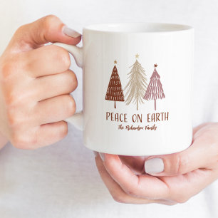 Peace On Earth Merry Christmas Trees Snow Holiday Coffee Mug