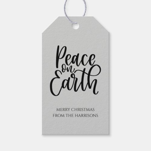 Peace On Earth Merry Christmas Typography Gift Tags