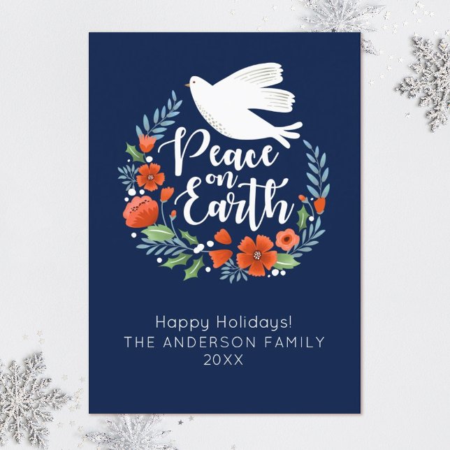 Peace on Earth Merry Christmas Typography Holiday Card (Creator Uploaded)