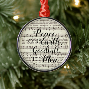 Peace on Earth Metal Ornament