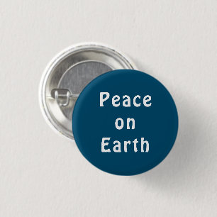Peace on Earth Minimalist Blue Button